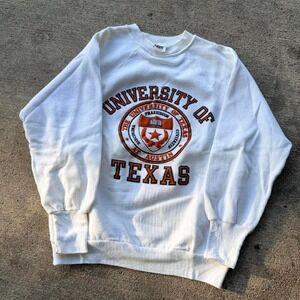 Vintage 80s University of Texas Crewneck Sweatshirt White USA Made Small